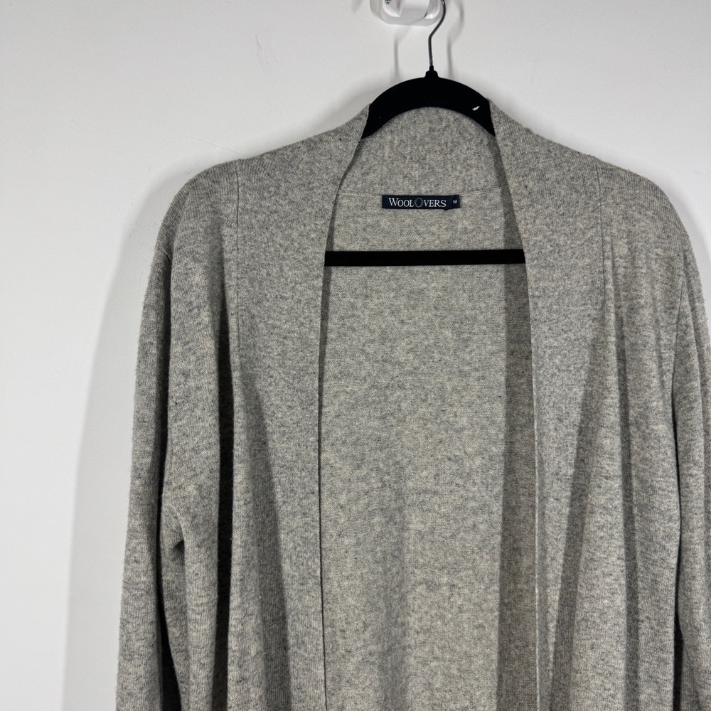 Woolovers Gray Open Front Cardigan Sweater Cashmere Merino Size M Longline Cozy - Picture 5 of 15